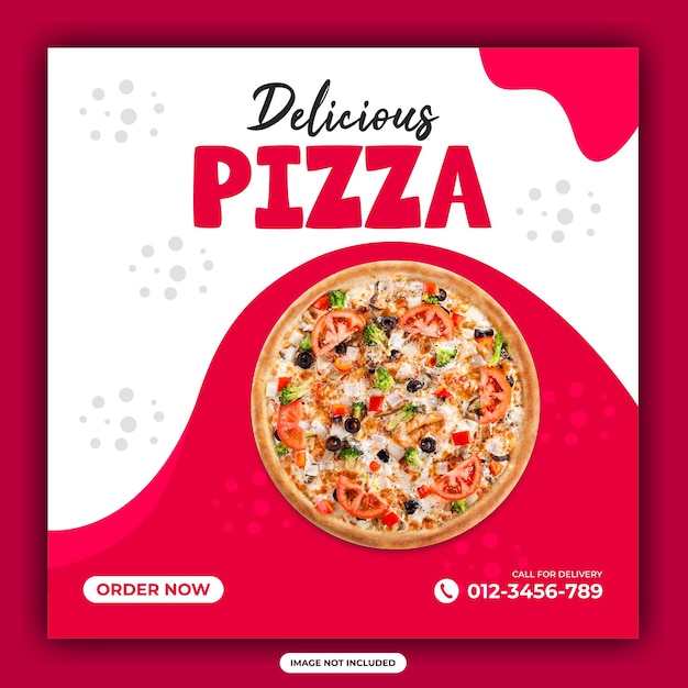 Pizza deliciosa publicación en redes sociales