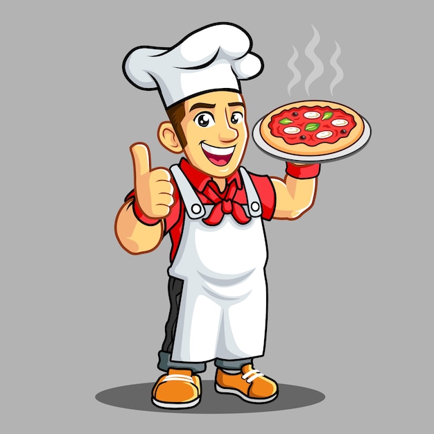 Pizza Delivery Boy con gorro de cocinero