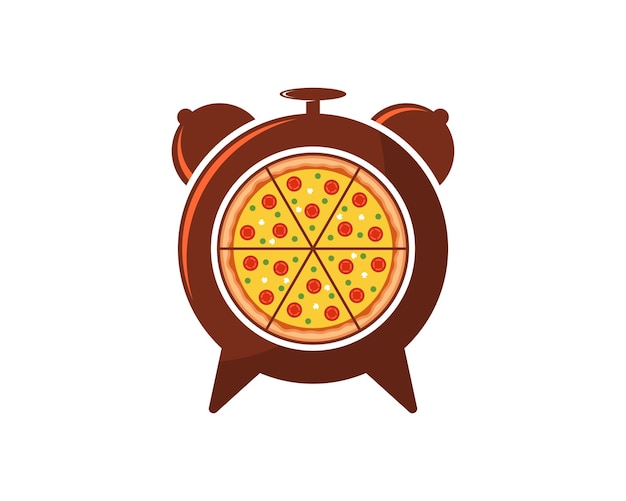 Pizza dentro del logo del despertador