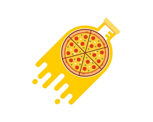 Pizza dentro del tubo de ensayo de laboratorio lanzado