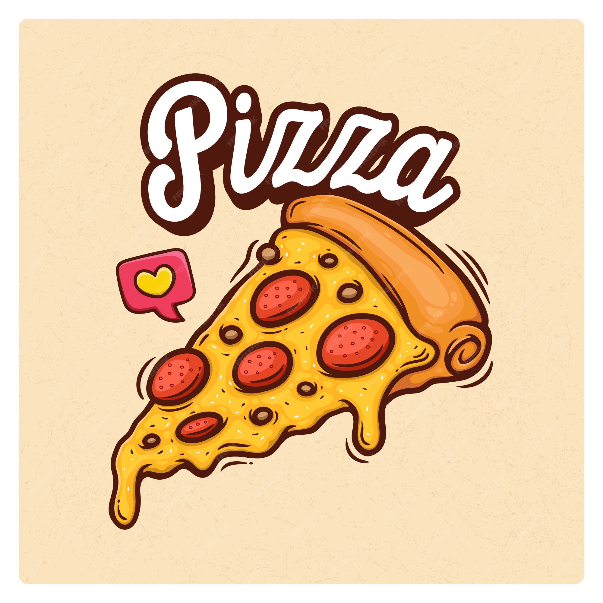 Pizza dibujado a mano ilustración doodle | Vector Premium