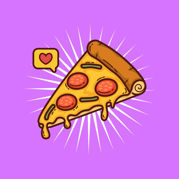 Pizza de dibujos animados doodle ilustración
