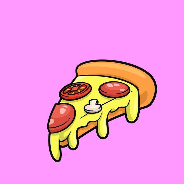 Pizza de dibujos animados con pepperoni y setas