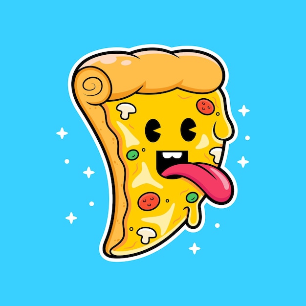 Pizza de doodle lindo con poses divertidas