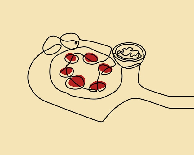 Pizza estética una línea continua arte de una sola línea editable dibujado a mano