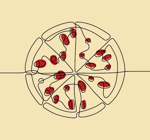 Pizza estética una línea continua arte de una sola línea editable dibujado a mano