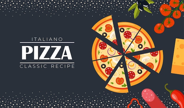 Pizza Flyer Diseño plantilla Cocina cafetería y restaurante menú comida pedir comida chatarra