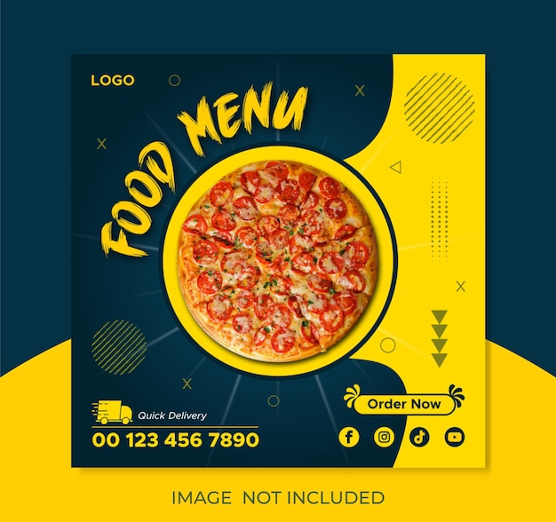 Pizza food diseño de banner de redes sociales plantilla de diseño de publicación de instagram