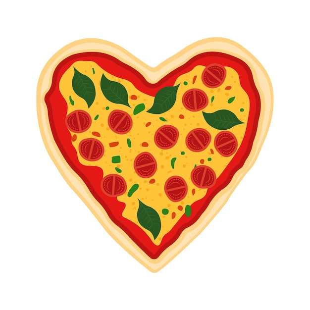 Pizza en forma de corazón vectorial