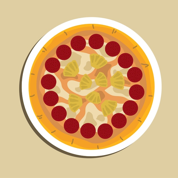 Pizza hawaiana fresca del horno vector ilustración