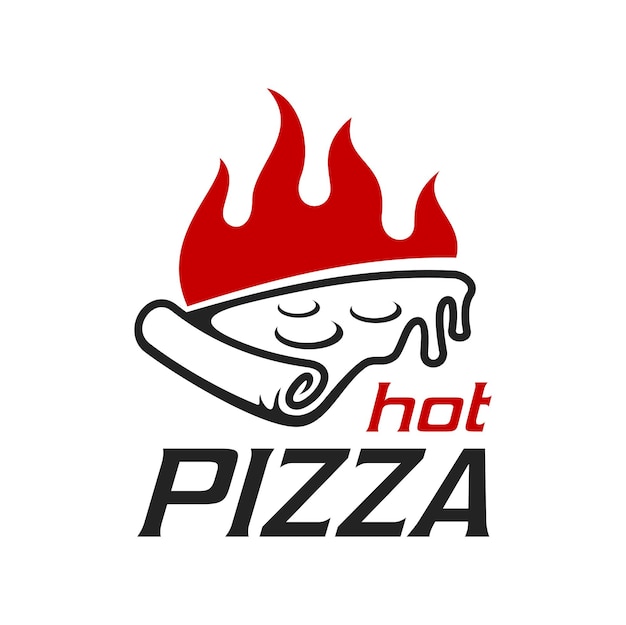 Pizza en icono de fuego pizzería o restaurante italiano