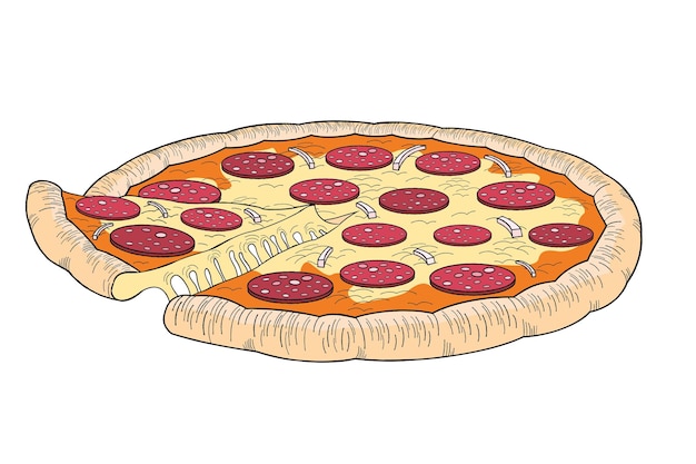 Pizza con ilustración de pepperoni