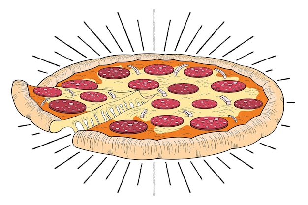 Pizza con ilustración de pepperoni