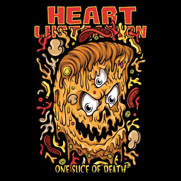 Pizza con ilustración de texto