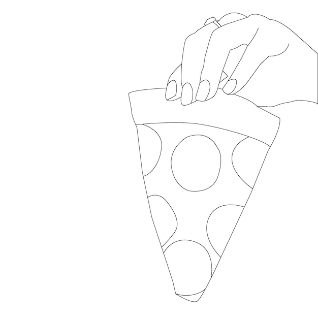 pizza de mano de dibujo de una línea