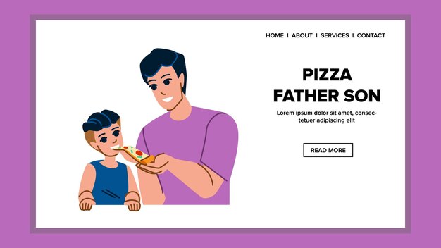 Vector pizza, padre, hijo, vector