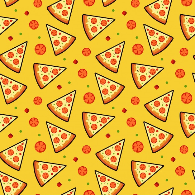 Vector pizza de patrones sin fisuras, textura, impresión, superficie. comida italiana