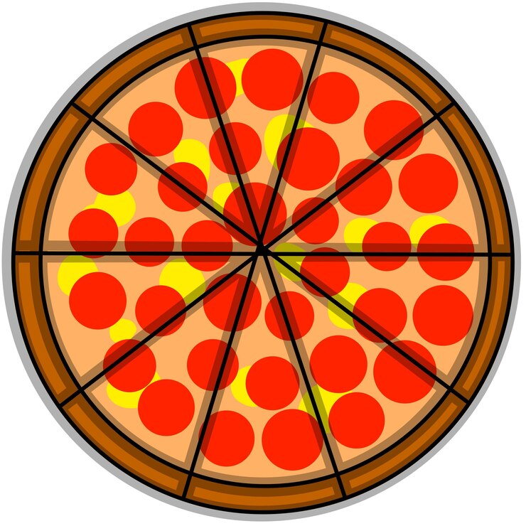una pizza con puntos rojos y amarillos en ella