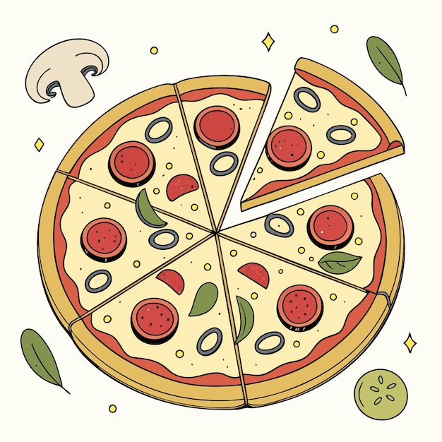 Pizza sabrosa redonda colorida