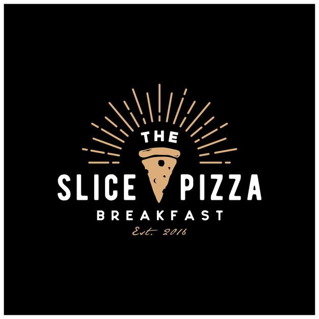 Pizza Slice para Vintage Rustic Retro Vintage Pizzeria Restaurant Bar Bistro diseño de logotipo