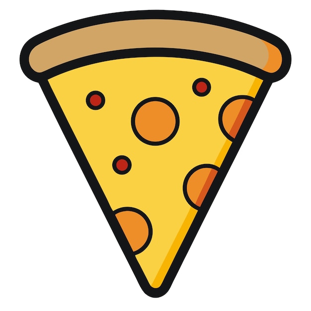 Pizza slice with cheese and pepperoni in cartoon style
