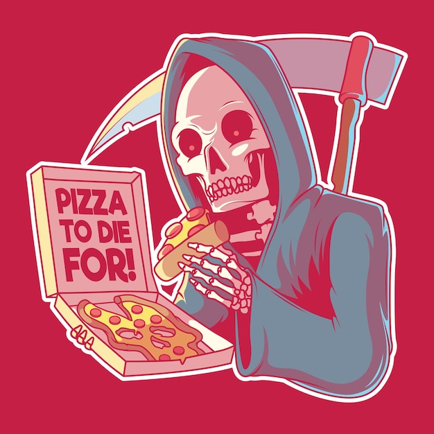 Pizza to Die para la ilustración. Comida rápida, marca, logotipo, concepto de diseño.