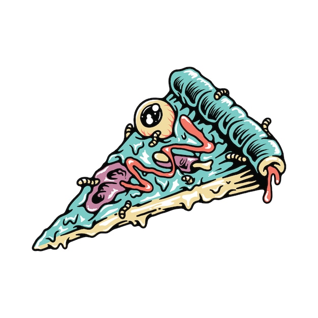 Pizza Zombie Food Illustration Camiseta