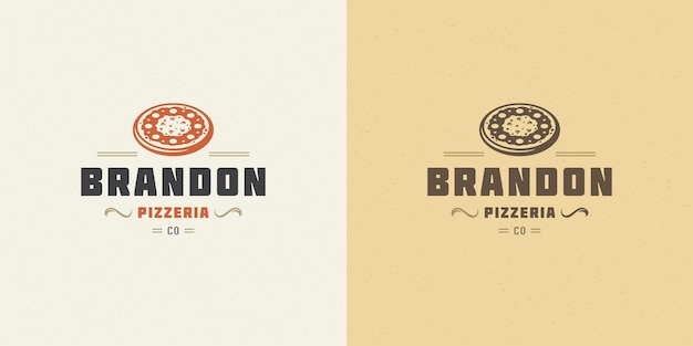 Pizzeria logo vector illustration pizza silueta buena para el menú del restaurante y la insignia de la cafetería