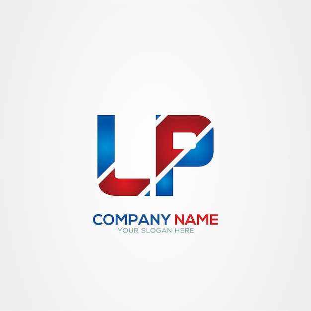 PL Creative Modern Letters Diseño del logotipo Elemento LP rojo y azul