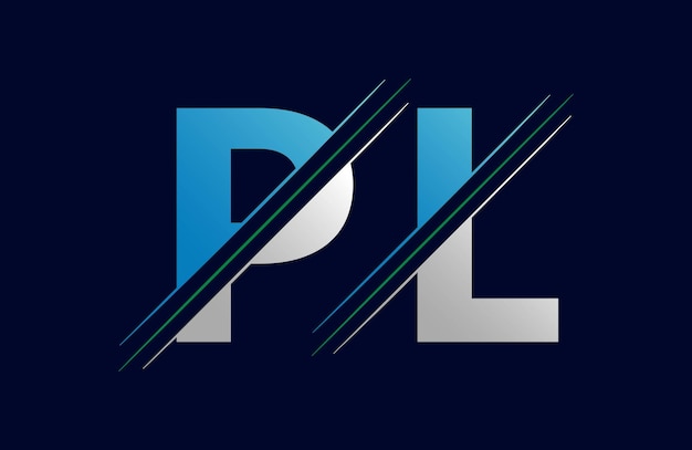 pl letra logotipo colorido en el círculo Vector Ilustración del logotipo