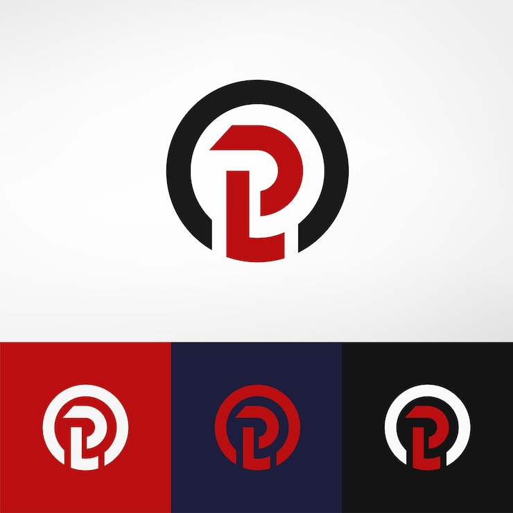 Vector pl monograma letra marca círculo inicial logotipo abstracto en estilo de línea en negrita aspecto moderno limpio