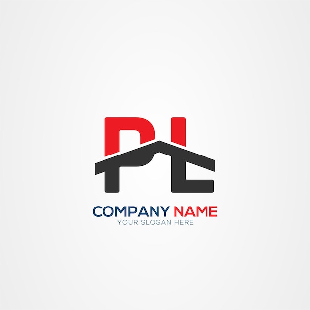 PL o LP Creative Modern Letters Elemento de diseño del logotipo