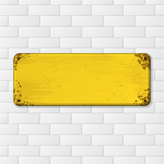 placa amarilla en la pared