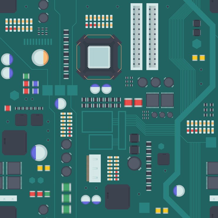 Vector placa base de computadora de patrones sin fisuras