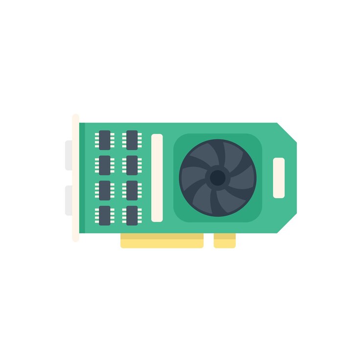 Vector placa base gpu icono vector plano tarjeta de computadora memoria digital aislada