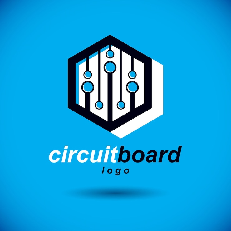 Vector placa base de vector cibernético futurista. elemento digital, placa de circuito. logotipo abstracto del esquema del microprocesador.