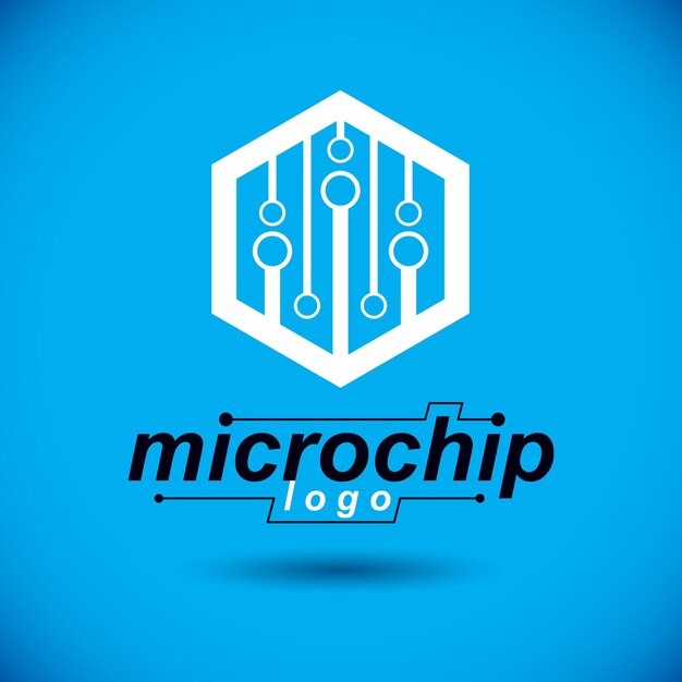 Placa base de vector cibernético futurista. Elemento digital, placa de circuito. Logotipo abstracto del esquema del microprocesador.