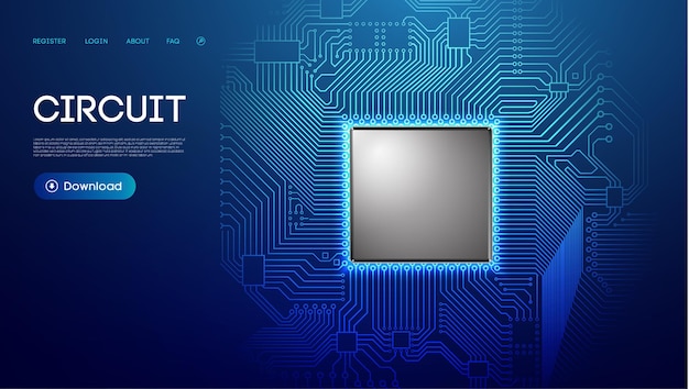 Placa de circuito azul futurista