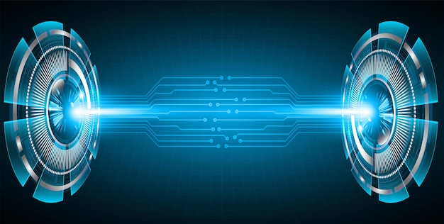 Placa de circuito binario mundial tecnología futura fondo de concepto de seguridad cibernética hud azul