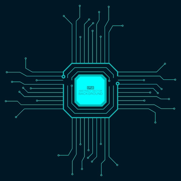 Placa de circuito, chip electrónico, concepto de ciencia y tecnología fondo de vector creativo