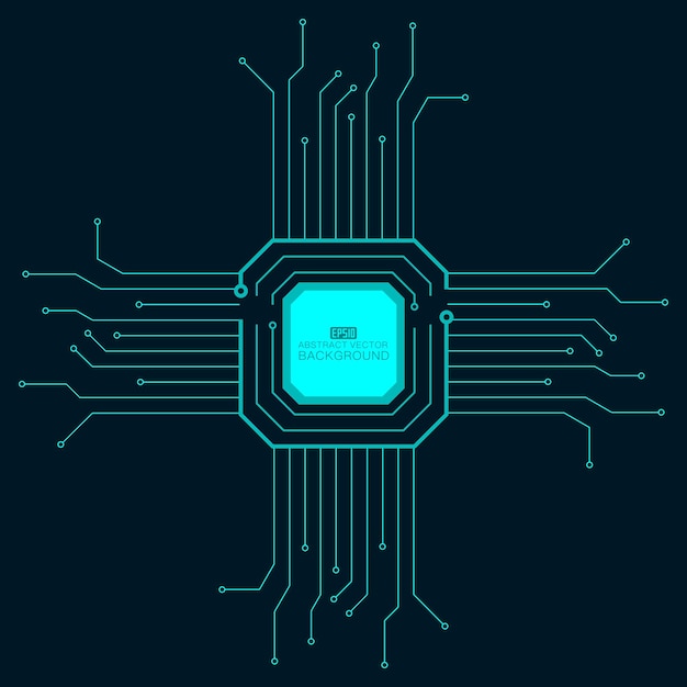 Placa de circuito, chip electrónico, concepto de ciencia y tecnología fondo de vector creativo