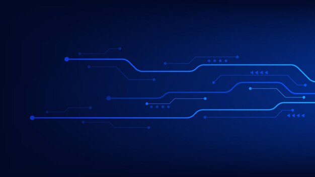 placa de circuito con fondo de iluminación azul. tecnología y concepto de elemento de diseño gráfico de alta tecnología