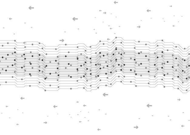 Placa de circuito de tecnología abstracta y fondo de flechas