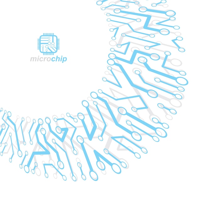 Placa de circuito vectorial, abstracción de tecnologías digitales. Esquema de microprocesador de computadora, diseño futurista. Fondo abstracto de esquema de microprocesador