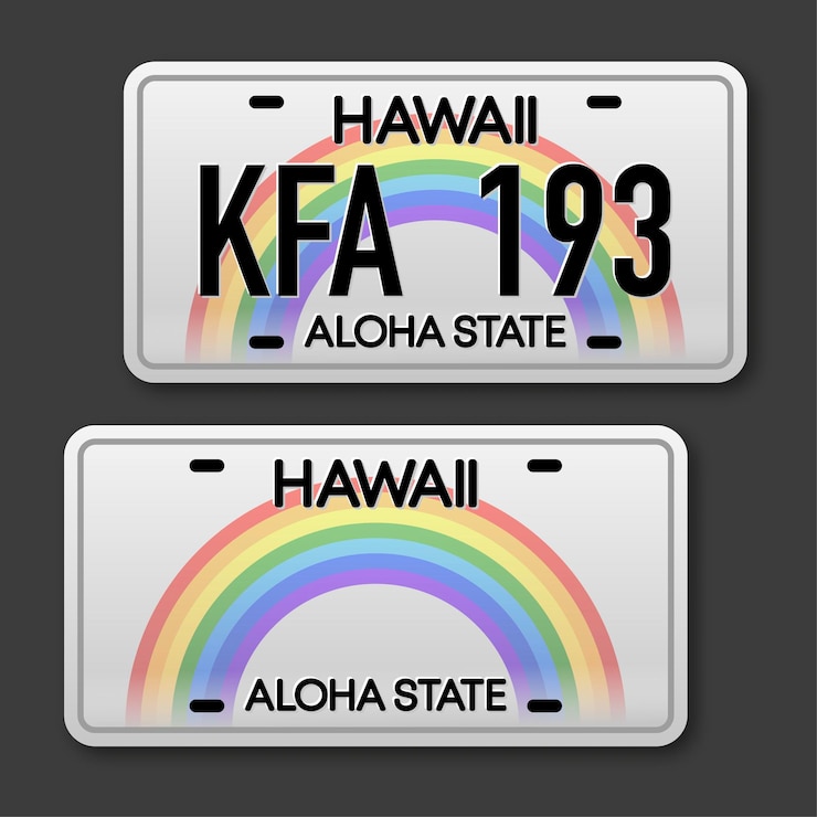 Placa de coche retro para diseño de banner Estado de Aloha Ilustración de vector aislado Conjunto de iconos de negocios
