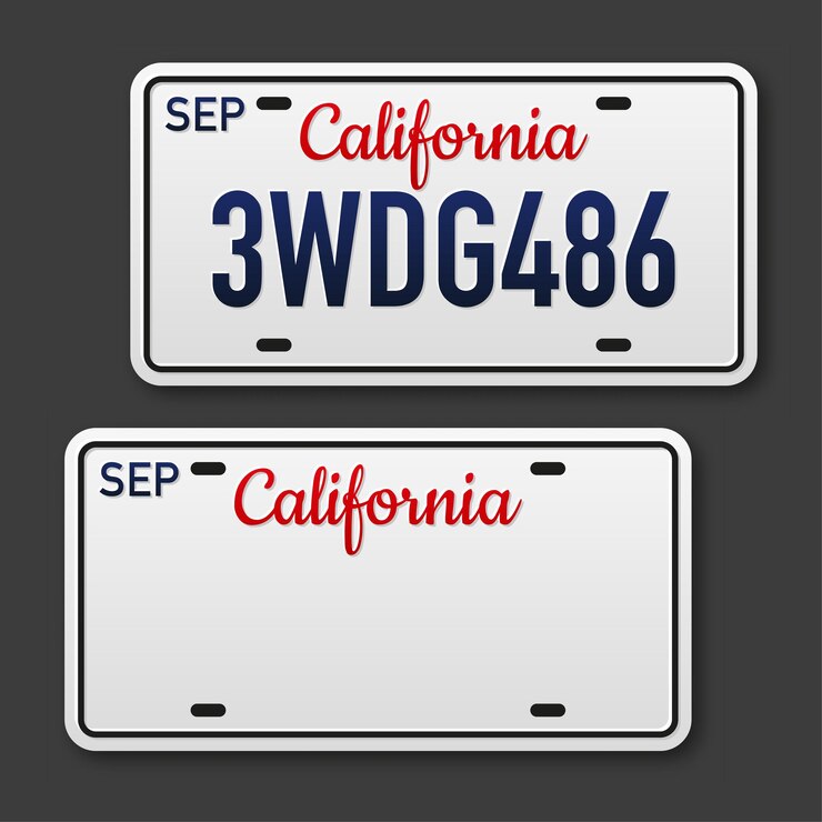 Placa de coche retro para diseño de banner Ilustración de vector aislado del estado de California Conjunto de iconos de negocios