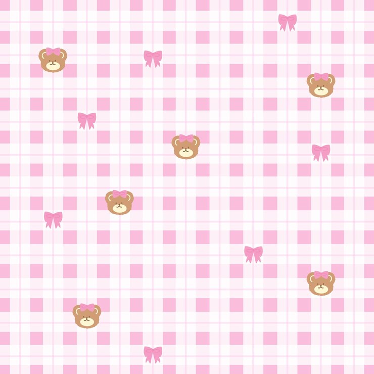 Placa cuadrada rosa con patrón de oso y cinta para el fondo del papel tapiz de fondo de la plantilla de impresión