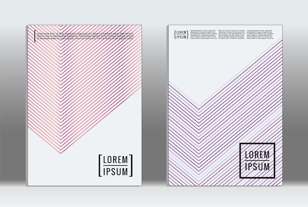 Placa mínima. Cubierta geométrica vectorial. Plantilla de informe de moda hipster. Conjunto de volantes de diseño gráfico de gradiente de línea futurista. Diseños mínimos de moda. Placas a rayas. Conjunto de diseño de pancartas retro.