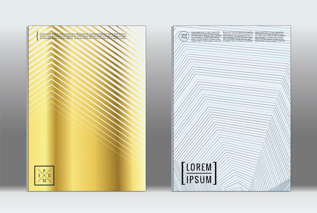 Placa mínima. Cubierta geométrica vectorial. Plantilla de informe de moda hipster. Conjunto de volantes de diseño gráfico de gradiente de línea futurista. Diseños mínimos de moda. Placas a rayas. Conjunto de diseño de pancartas retro.