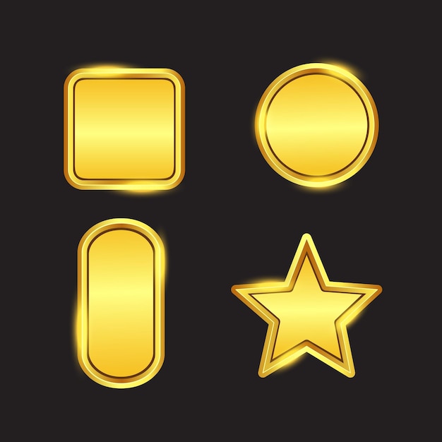 Placa de oro placas de nombre dorado maqueta vacía etiquetas de identificación de metal o insignias vector illustrati